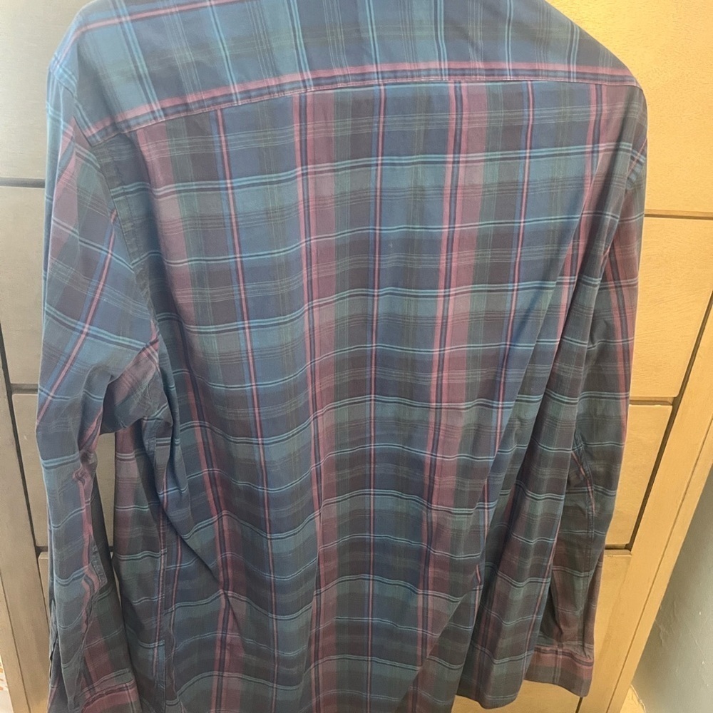 Apt. 9 Navy and Burgundy Plaid Shirt - Picture 3 of 6